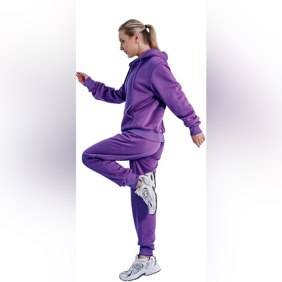 Womens 2 Piece Sweatsuit Sherpa Lined Fleece Jogger Hoodie & Sweatpants Set NEW - Picture 5 of 9